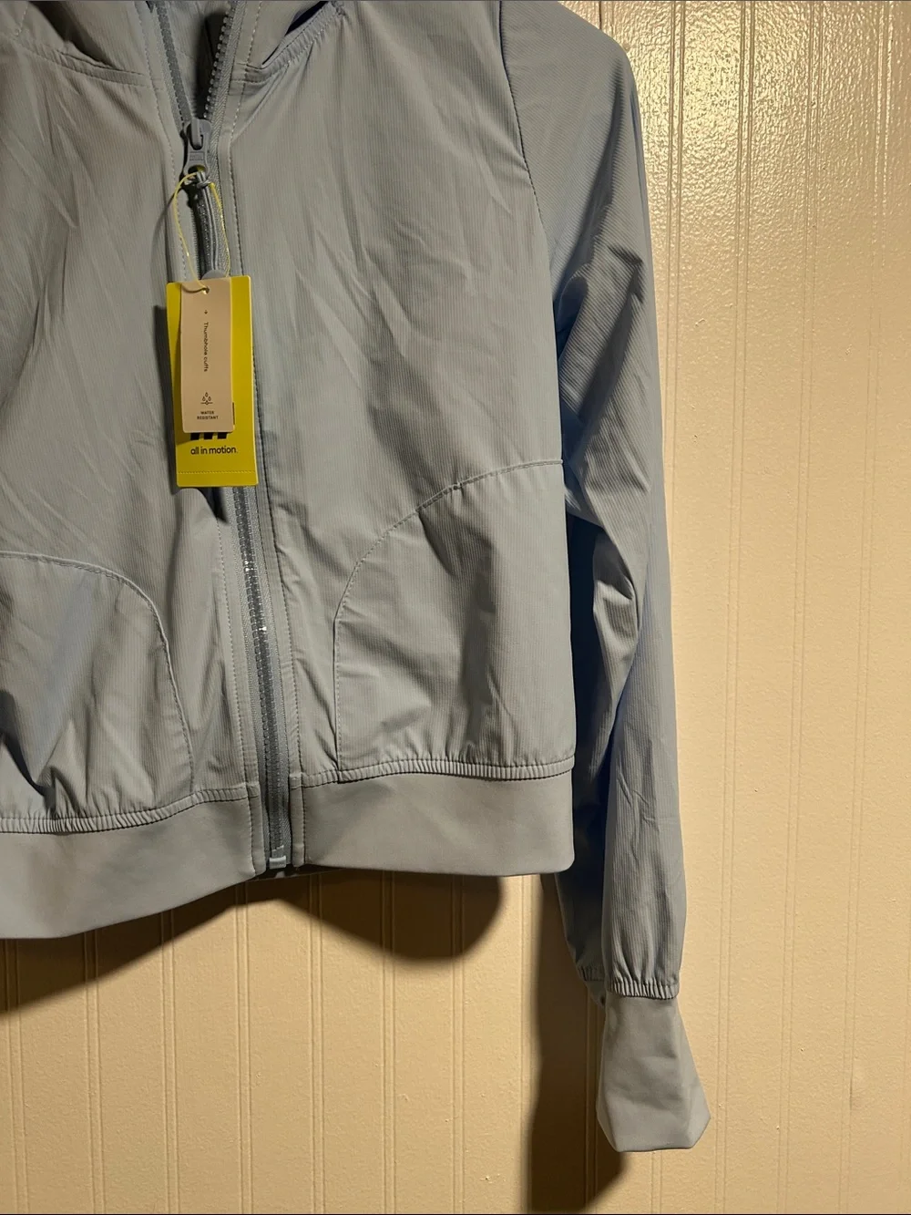 Girls All in Motion Light Blue Hooded Zip Up Woven Jacket Size Large 10/12 NWT